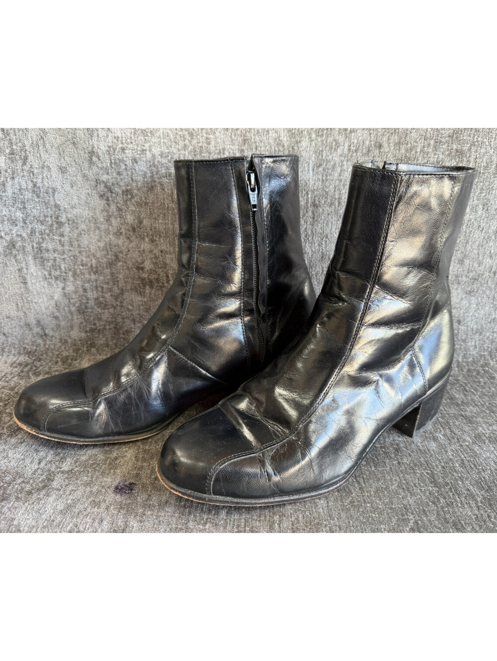 Florsheim Mens 8.5 3E Black Leather Side Zip Ankle Dress Boots 17087-01 Wide